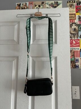Oliver Bonas Black Crossbody Bag with Statement Strap (UK Purchase)